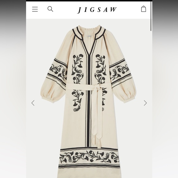 JigSaw Linen-blend Embroidery Maxi Dress size US 6 UK 10 - Picture 6 of 9